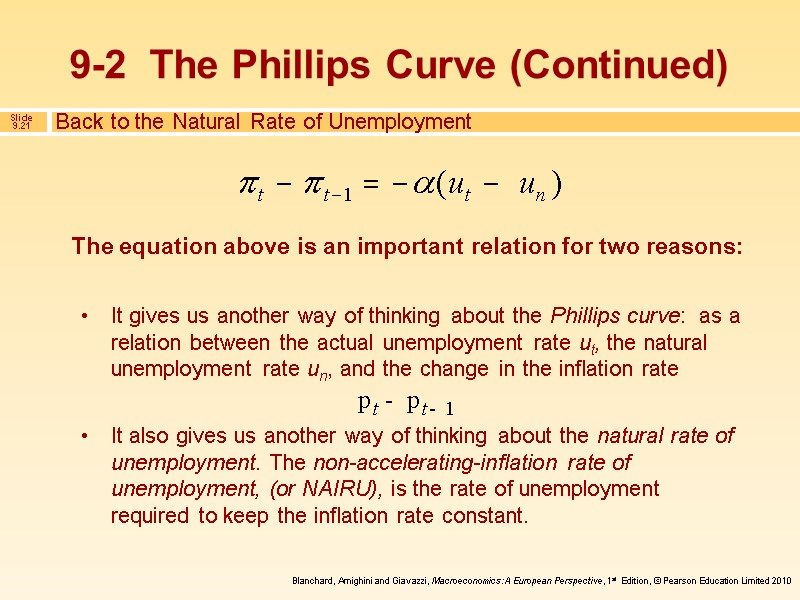 The equation above is an important relation for two reasons:  It gives us